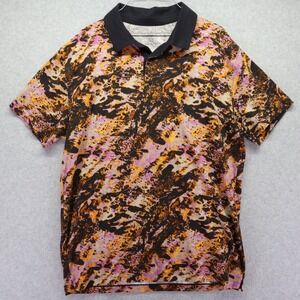 Fabletics Polo Shirt Mens Large Golf Casual Flex Colorful Splatter Short Sleeve